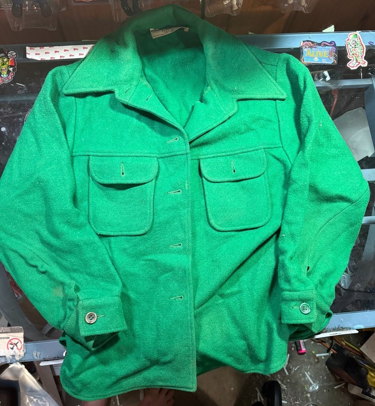 VINTAGE PENDLETON KNOCKABOUTS GREEN JACKET WOOL OREGON MADE IN USA