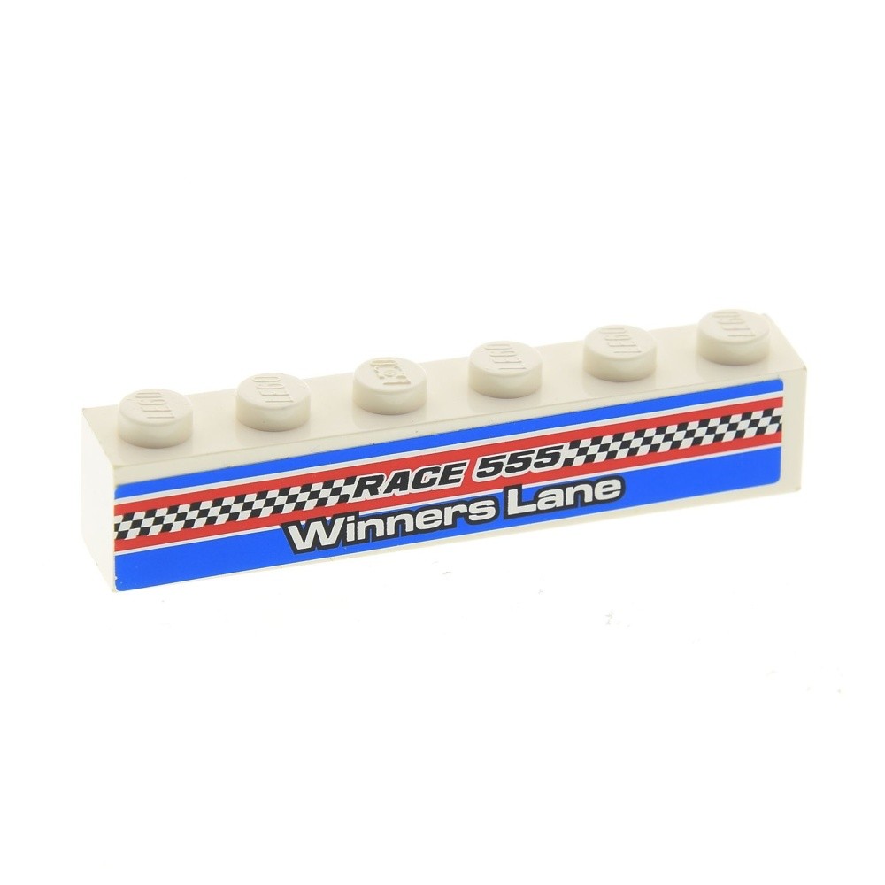 1x LEGO Building Brick 1x6 White Sticker ""RACE 555"" ""WINNERS LANE"" 8125