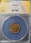 1905 indian head penny cent AU-58