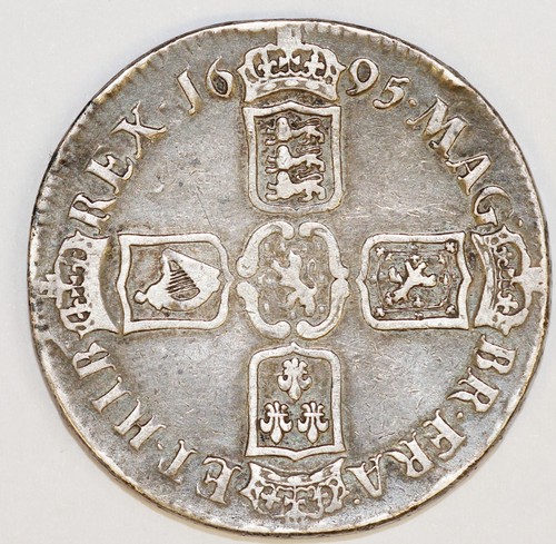 1695 William III Sterling .925 Silver Crown, Inscribed "Sibbil Lamb 1786"