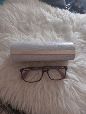 Jimmy Choo JC 140 Striped Glitter Brown Eyeglass Frames with Textured Case 