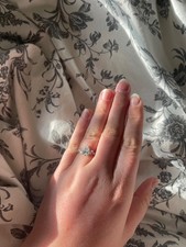 Lab grown 1.54 ct pear shaped diamond engagement ring, 14k white gold band