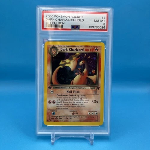 PSA 8 Dark Charizard 1st Edition Team Rocket 2000 Pokemon Card 4/82 Vintage