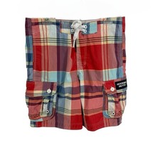 Abercrombie  Fitch Shorts Mens Medium Plaid Long Board Swim Trunks Cargo Lined