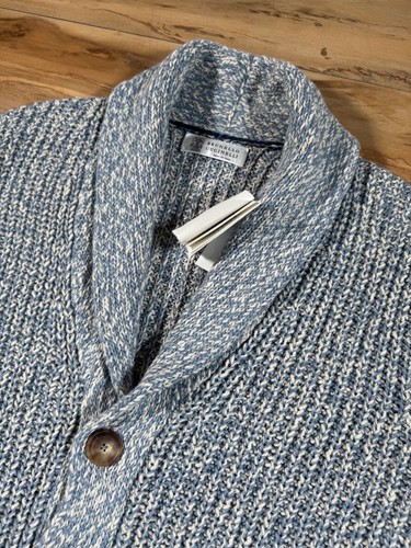 NWT! Brunello Cucinelli Sky Blue Melange Chunky Knit Shawl Collar Cardigan 40 - Picture 2 of 14