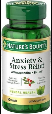 Nature s Bounty Ashwagandha + L-Theanine Stress Relief Supplement   50 Count