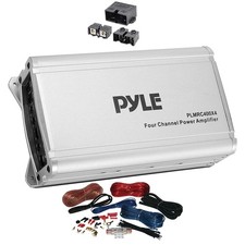 Pyle PLMRC400X4 4-Channel Class D Marine Amplifier w/Wiring Kit  Quick Connect