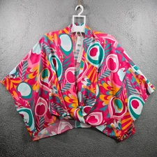 $248 NEW Trina Turk Wrap Top Women XL Colorful Graphic