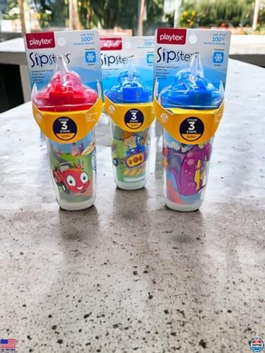 Playtex Baby Sipsters Strohhalm Schnabeltasse für 12+ Monate, 9 Unzen (3 Stück), blau - Bild 2 von 7