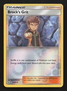 Pokemon Card Brock's Grit Hidden Fates Reverse Holo Uncommon 53/68 LP