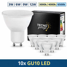 Set 10 Faretti LED GU10 3W 6W 9W 12W Lampadine Spot Luce Calda Fredda Naturale