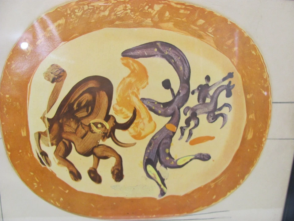 PABLO PICASSO PLACA CERÁMICA LITOGRAFÍA TAURINA 1957 ENMARCADO SKIRA 15,5 h x 12" Foto 3 de 4