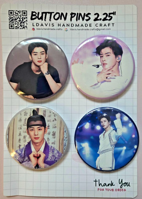 4 pcs. Cha eun woo ''2.25 inch Button Pin'' 2nd Set