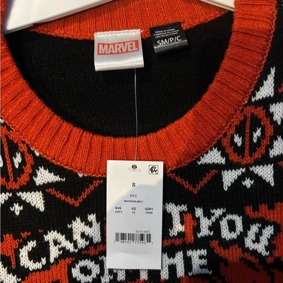 Marvel Deadpool Lista Traviesa Navidad Vacaciones Feo Suéter Nuevo con Etiquetas Adulto Talla S Pequeño Foto 3 de 4