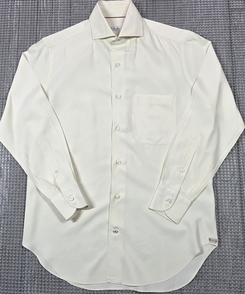 Camisa Loro Piana Manga Larga Seta Seda Abotonada Manga Larga Hombres XS Marfil Blanco Foto 2 de 4