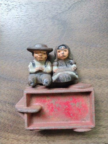 Vintage Wilton Gusseisen Amish Figuren, 3 Sets, Bank, Schlitten, Wagen - Bild 5 von 7