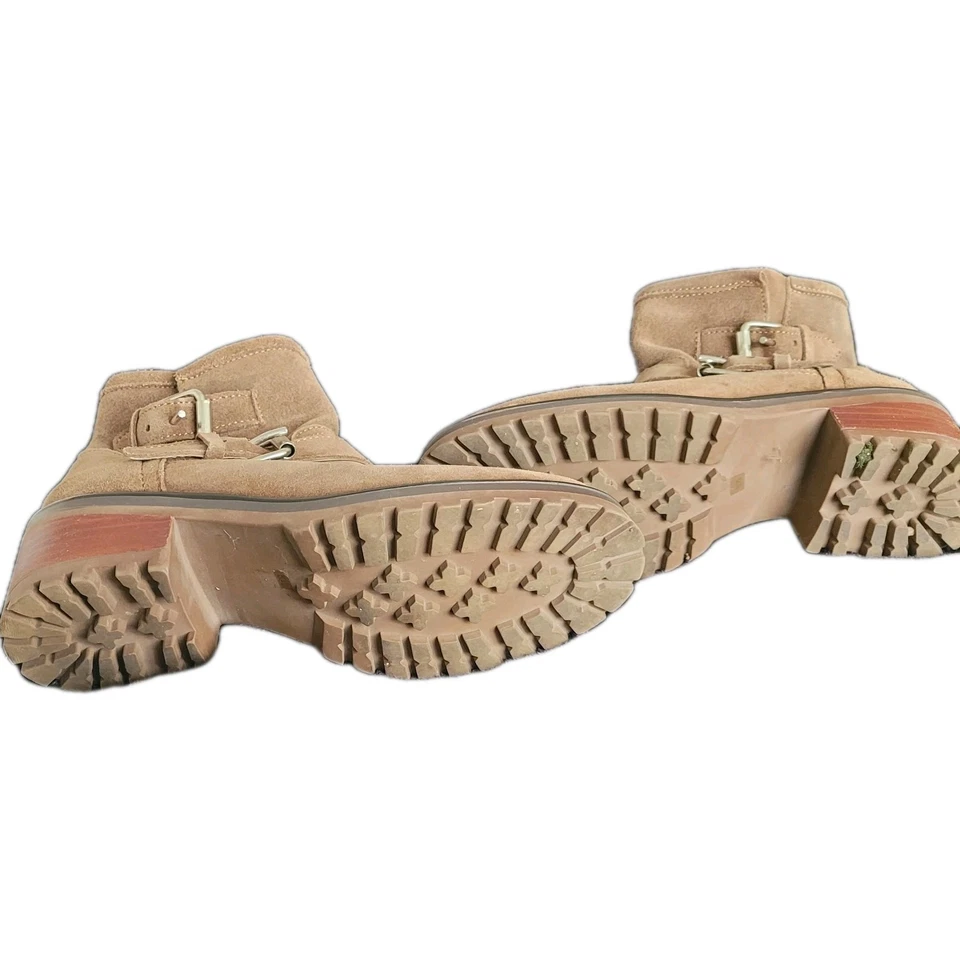 Botas de tornozelo Steve Madden femininas motociclista engenheiro camurça cor bege/mink 8,5M - Imagem 4 de 4