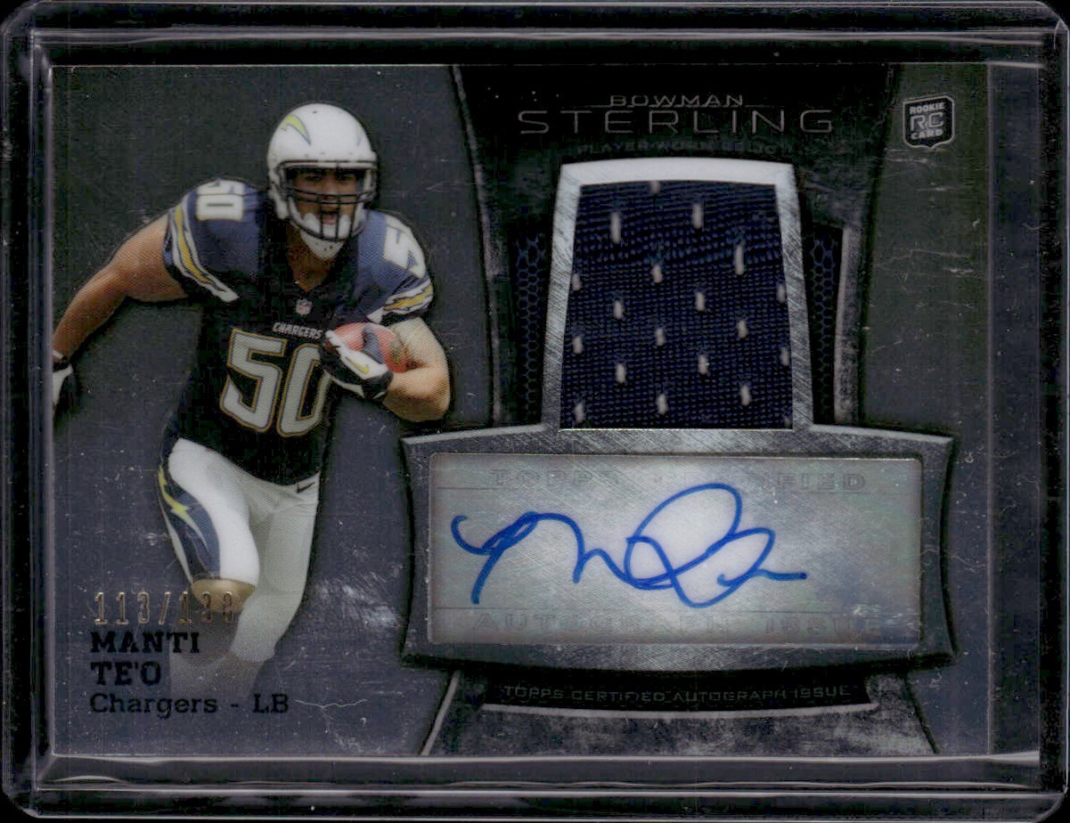 Manti Te'o Bowman Sterling Autographed Rookie Relic #MT Base