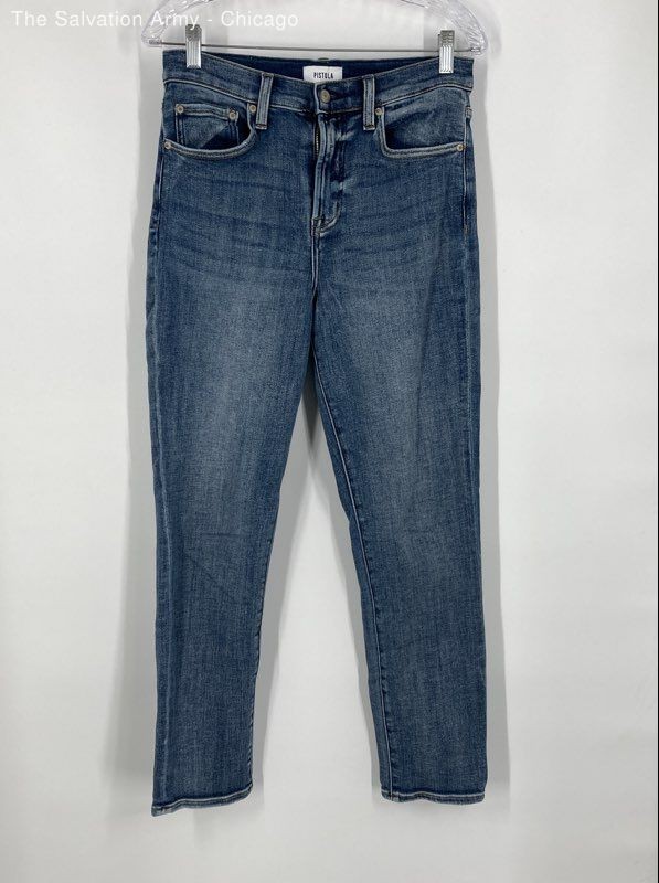 Pistola Womens Blue 5-Pocket Design Medium Wash Denim Straight Jeans Size 29