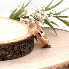 6mm Modern Unisex Tungsten Carbide Ring with Polished Gold  Brushed Design Band