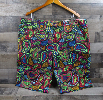 Royal & Awesome Shorts Mens 44 Multicolor Paisley Golf Loud Neon Pattern Cotton