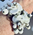 MIRIAM HASKELL Bracelet Earrings Set White Milk Glass Beads 1950’s Signed Vintag