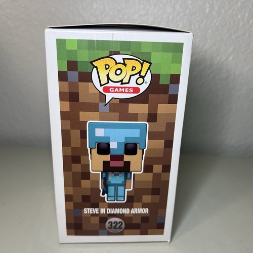 Funko Pop! Games Minecraft STEVE IN DIAMOND AROMOR #322 GameStop Exclusive Vinyl - Picture 5 of 15