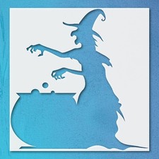 Witch Stirring Cauldron Halloween Wall Art Reusable Stencil - StencilAir