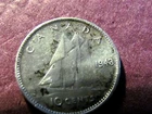 1943 Canada 10 Cents Coin , 80% Silver Coin -Condition -  Fine  #wc1