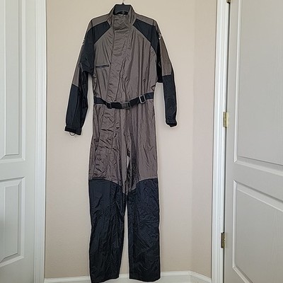 Rev'it Motorcycle Rain Suit Mens Size S Engineered Skin Black Brown One Piece 
