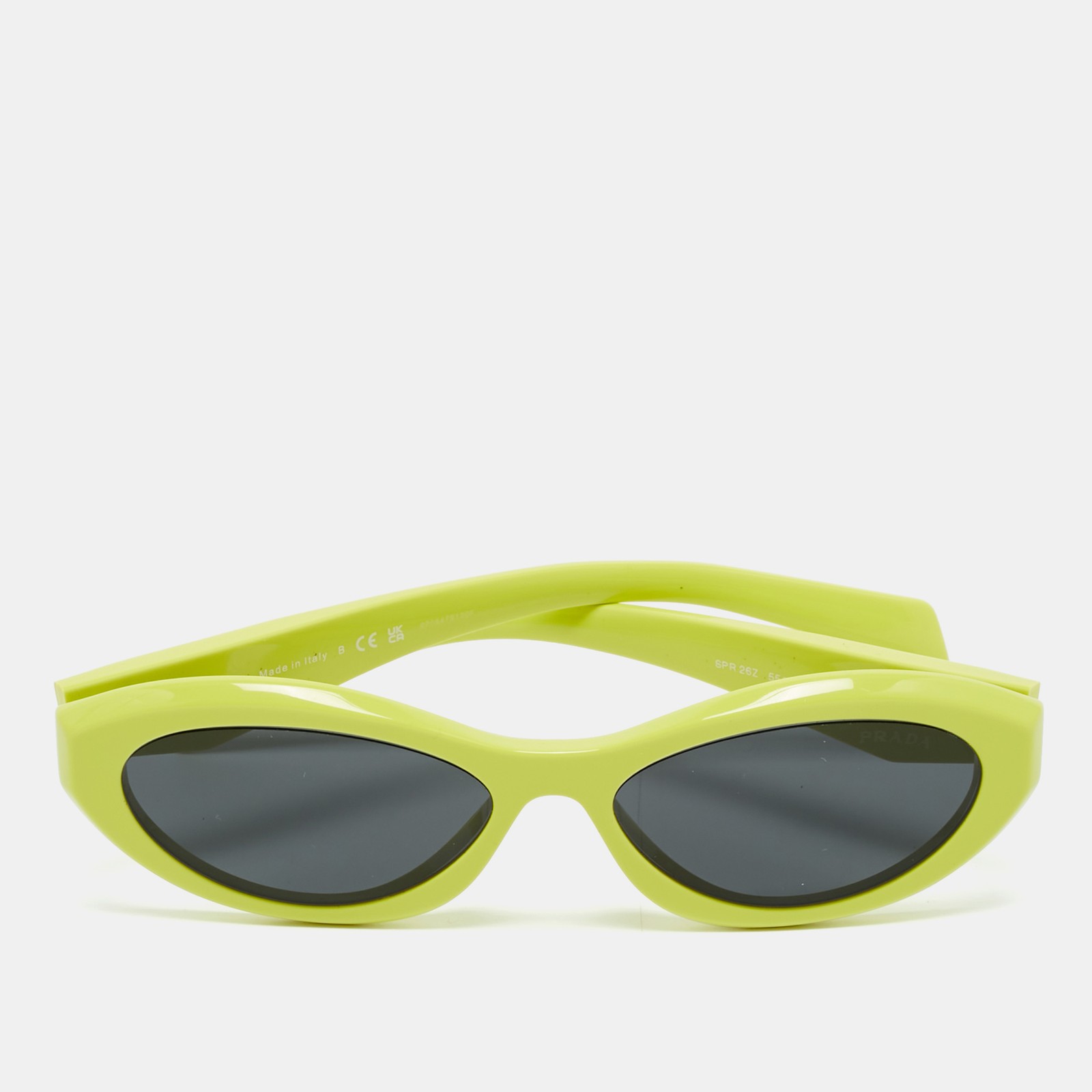 Prada Lime Green/Black PR 26ZS Frame Oval Sunglasses