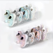 Acrylic Kids Shoe Rack - Shoe Organizer for Toddlers  Children, 2 Pack Clear