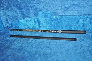 Samurai Sword Katana Style Replica 28" Blue Blade Unknown Tang w/ Black Sheath