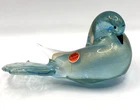 Vintage MURANO Aqua Blue Glass Dove Bird w/ Gold Aventurine, 6.5"