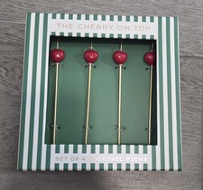 NEW in box - Anthropologie Cherry On Top Cocktail Picks NIB 