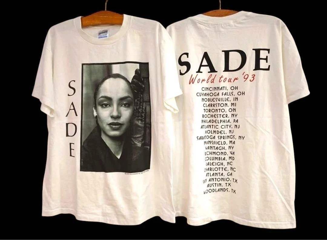 SADE Vtg 90's T-shirt, Sade Album Music 2 Side White classic style unisex S-5XL