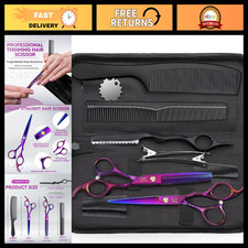 Professional Hair Cutting Scissors Set - 10 PCS Hair Shears, Purple Salon Tools