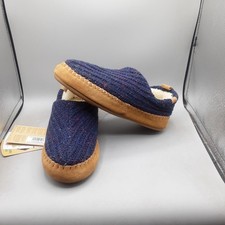 Acorn Camden Slippers Women's 5-6M Blue Knit Faux Fur Recycled A82