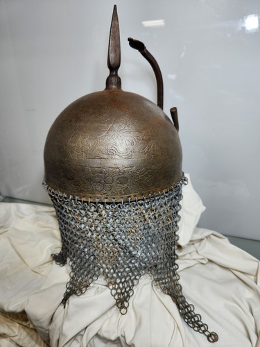 Antique Ceremonial Islamic Persian Qajar Helmet Engraved Antique Reproduction - Picture 11 of 24