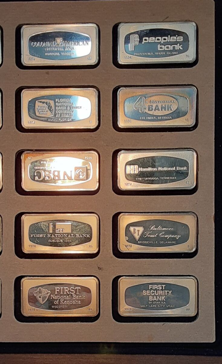 Franklin Mint 1974 US Banks .925 Silver 1000 Grains Fifty Franklin Mint 1974 US Banks .925 Silver 1000 Grains Fifty