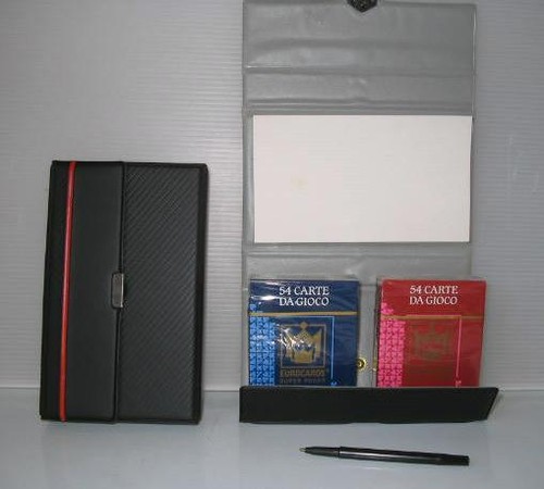 PORTACARTE 2 POKER EUROCARDS PVC 100% NOTES PENNA ANNI '80 - Picture 1 of 5