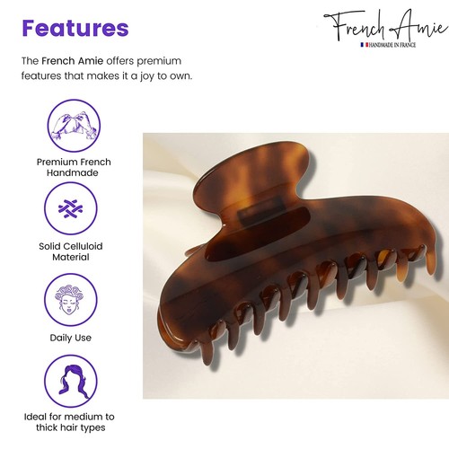 Artiglio per capelli mascella celluloide francese Amie sottile ovale grande 4 1/4" fatto a mano per donna - Foto 2 di 31