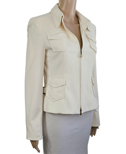 AKRIS PUNTO Ivory Wool Angora Full Zip Jacket 6 - Picture 3 of 8