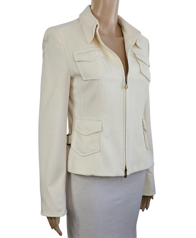 AKRIS PUNTO Ivory Wool Angora Full Zip Jacket 6 - Image 3 of 4