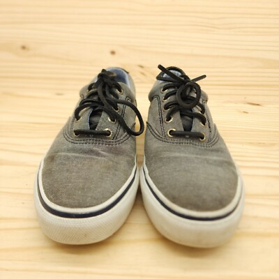 Sperry Mens Boat Shoes Sz 8.5 Gray Canvas Deck Loafers  display picture 2