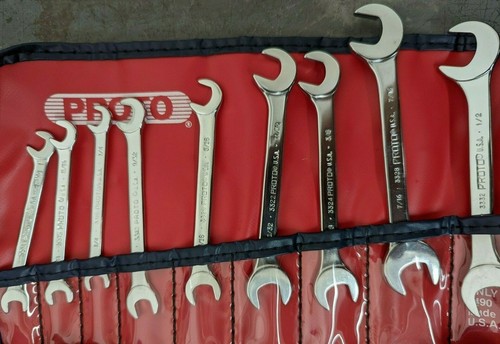 Proto J3300A Short Angle Open End Wrench Set 9 pc VINTAGE GENUINE OEM USA