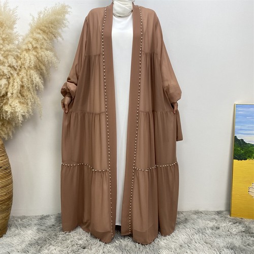 Dubai Abaya Abierto Mujeres Musulmanas Cárdigan Maxi Vestido Cuentas Caftán Vestido Árabe Vestidos - Imagen 45 de 66
