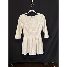 Eliza J cream/navy blue dotted dress 8P