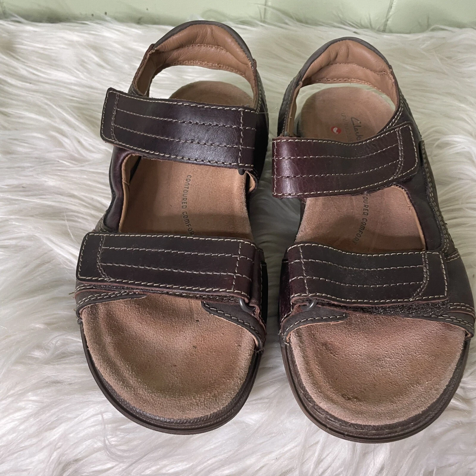 Clarks Sandalo Uomo Nature Trek Marrone Pelle Mogano Regolabile Taglia 7 M