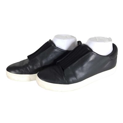 VINCE Women's Cantara US 7,5 Black Leather Slip On Loafer Sneakers  Shoes